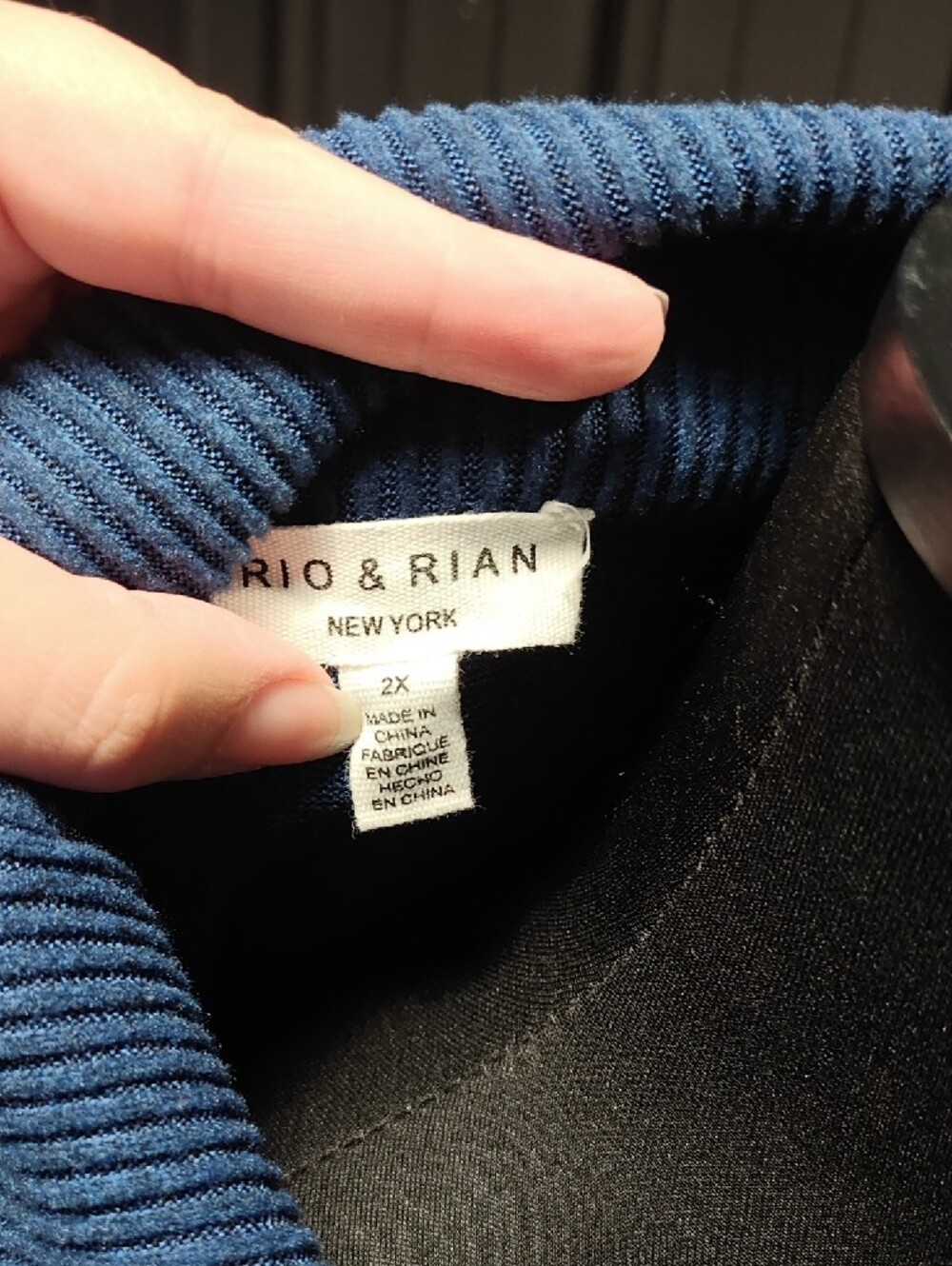 Women's Blue Zip-Front Poncho Sweater - Picture 2 of 6